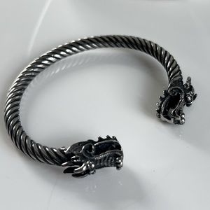 Steel dragon cuff bracelet